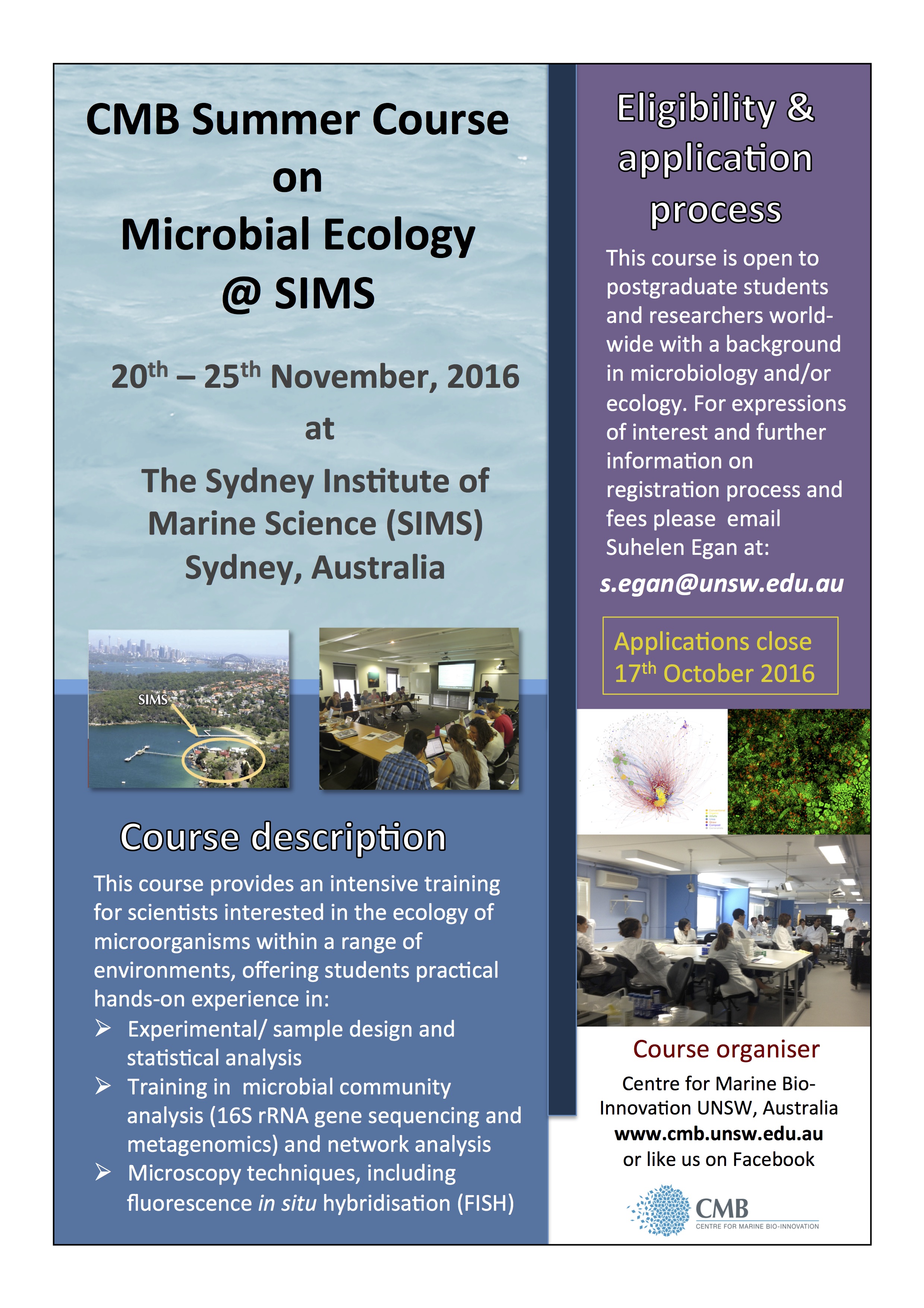 CMB Summer Course on Microbial Ecology SIMS the